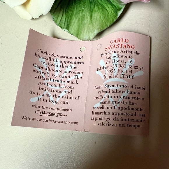 Italian Capodimonte Style Light Porcelain Rose - Picture 9 of 11